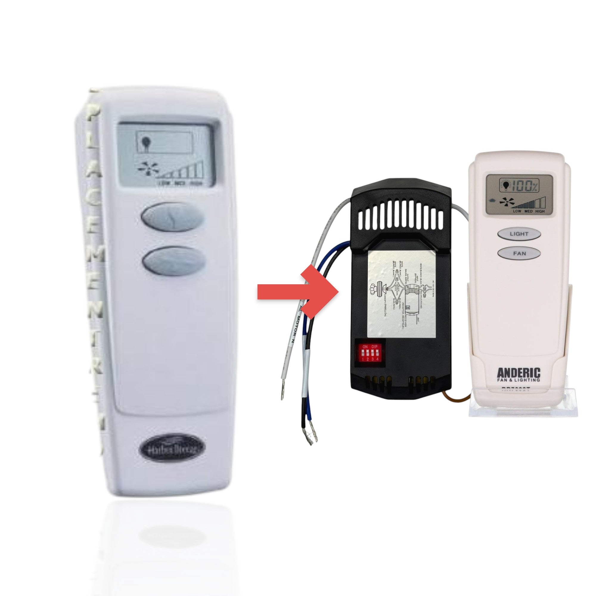 Anderic Substitute for Harbor Breeze RC104L Ceiling Fan Remote Control [RR7099TKIT]