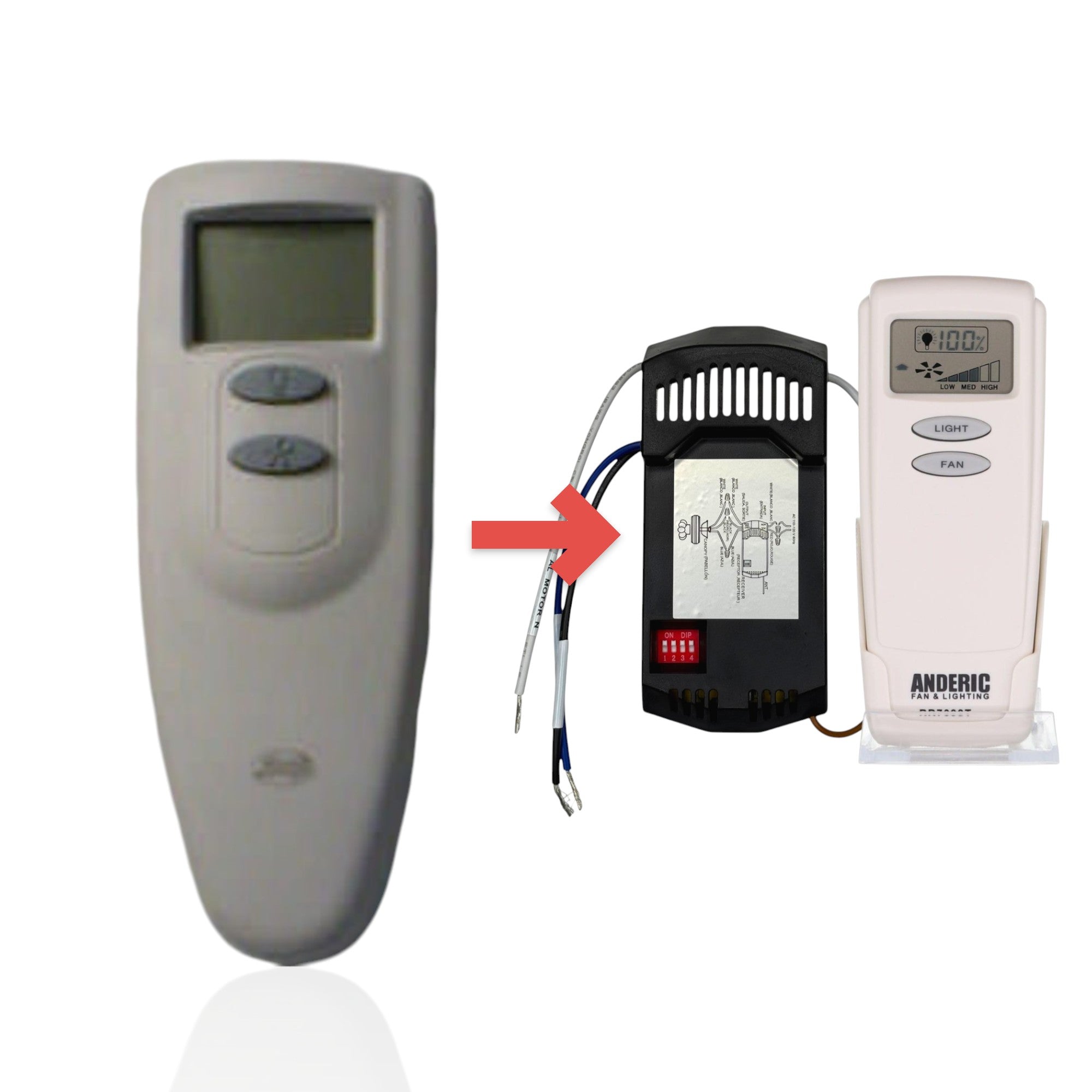 Anderic Substitute for Hunter 84592 IN2TX16 Ceiling Fan Remote Control [RR7099TKIT]