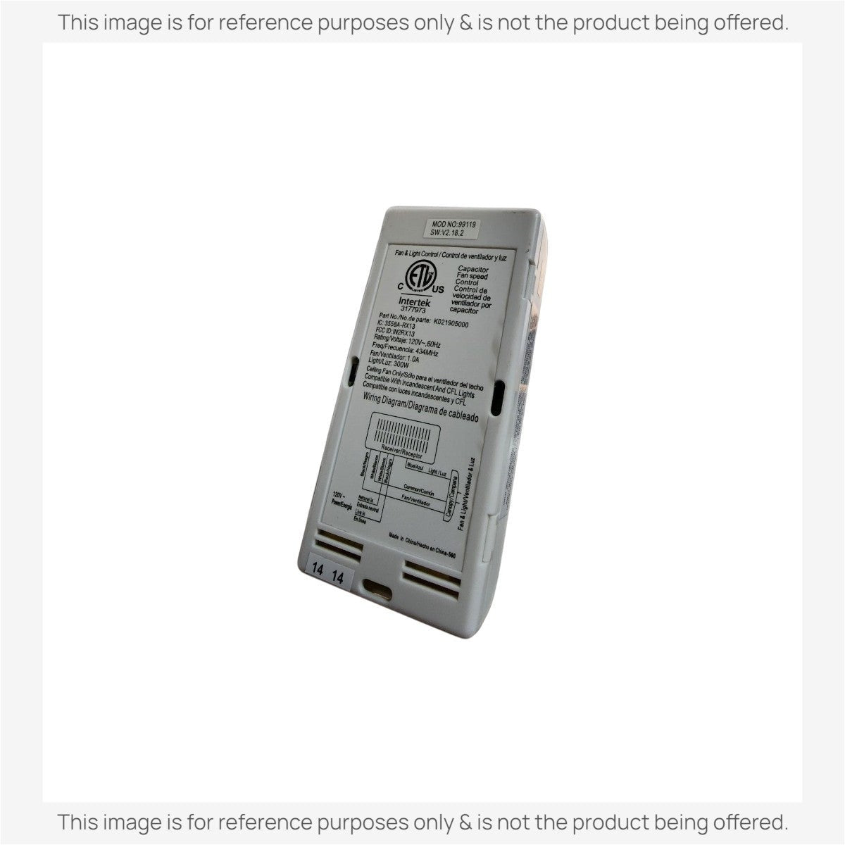 Anderic Substitute Kit for Hunter 99119 - IN2RX13 Ceiling Fan Receiver K021905000 [63T-AC83T-KIT]