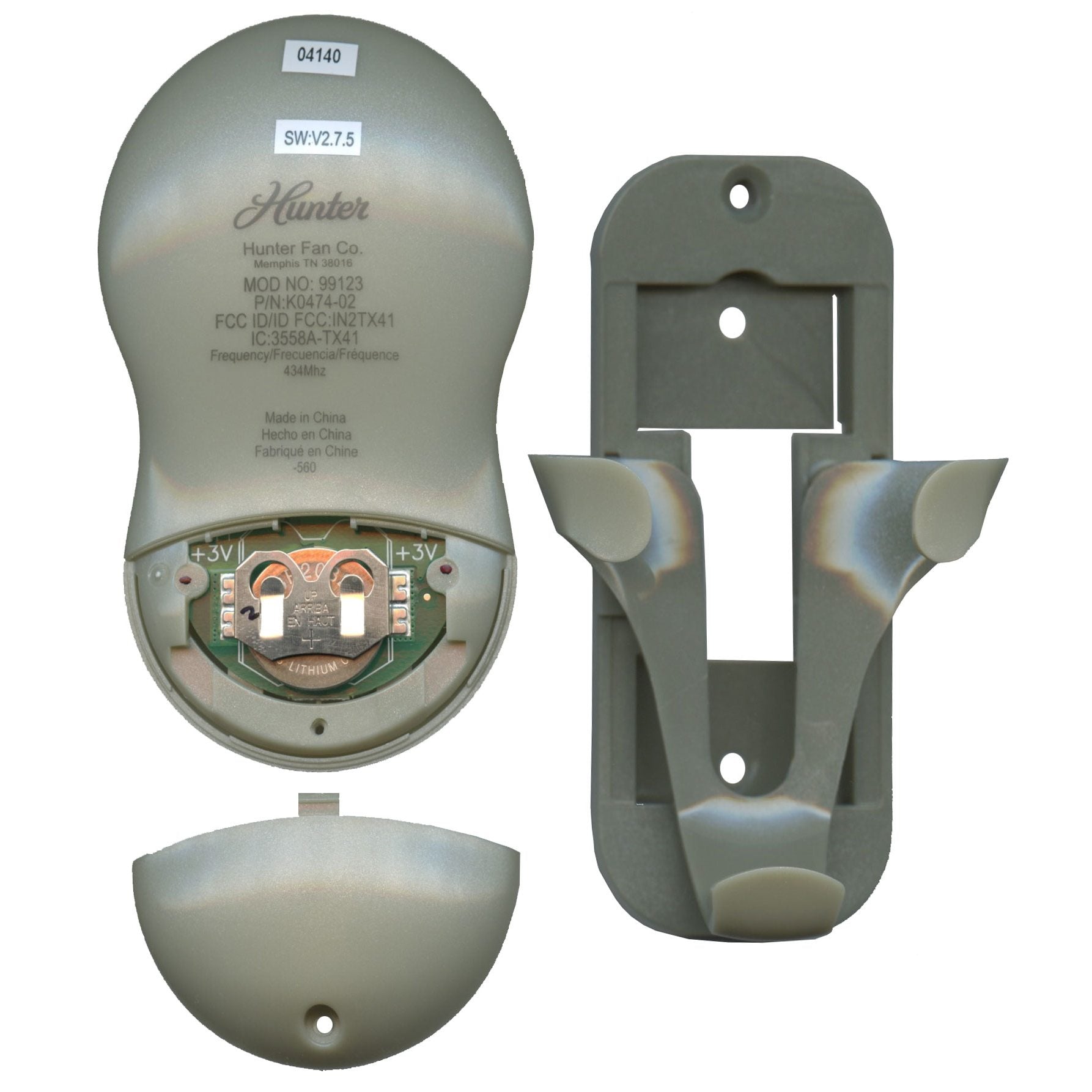 Hunter 99123 / K0474-02 / IN2TX41 Universal 3 Speed Ceiling Fan Remote Control - 99123