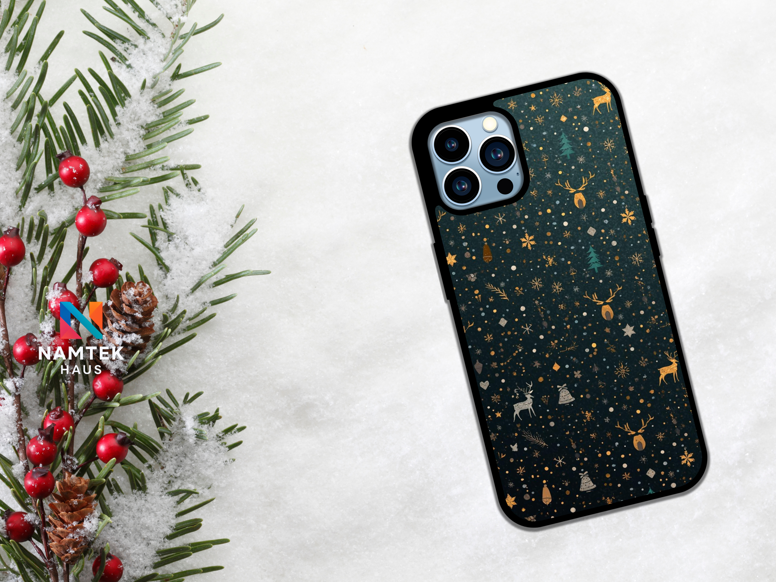 Midnight Reindeer Luxe Holiday Edition Christmas Phone Case