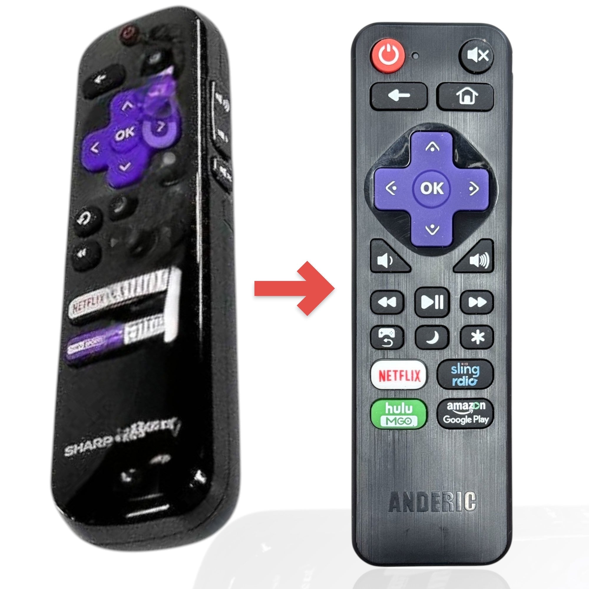 Anderic Substitute for Sharp LC-RCRCA-20 Roku TV Remote Control 398GR10BESPN005 [RRLC16]