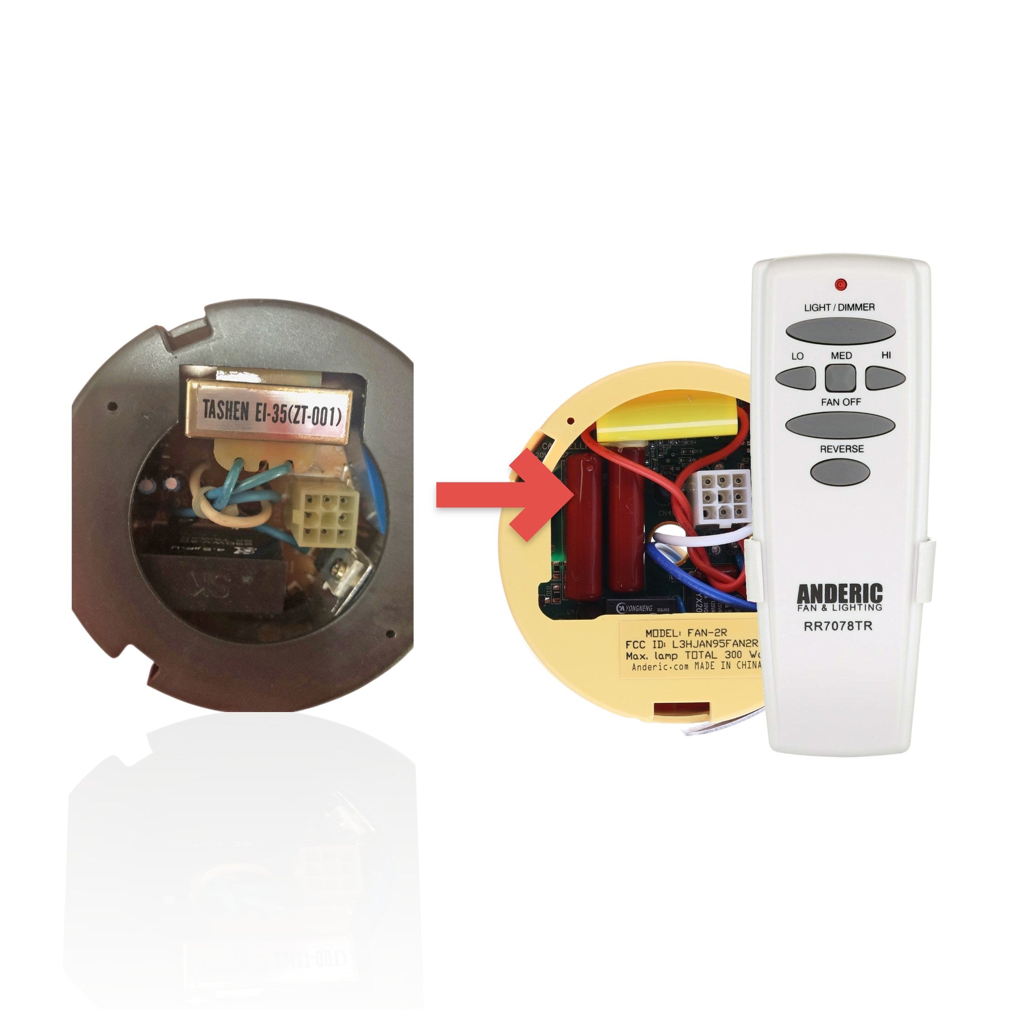 Anderic Substitute for Kenmore G2H2XJR520R Ceiling Fan Receiver [FAN2R-RR7078TR-KIT]
