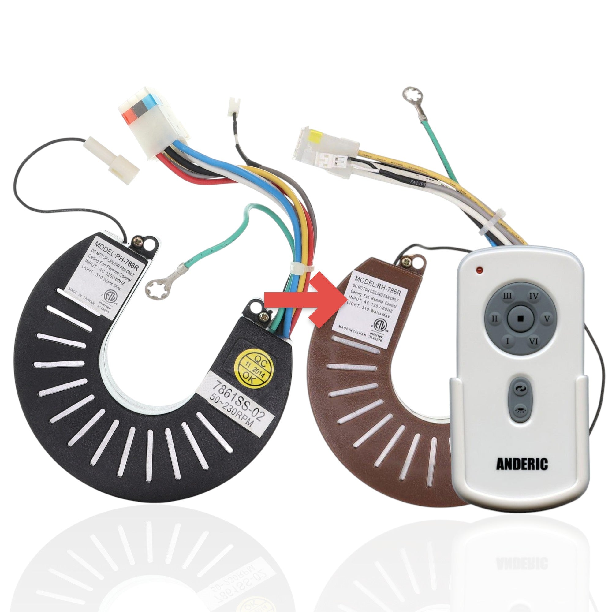 Anderic Substitute for Emerson RH786NRG Ceiling Fan Receiver [RH786R/RR787T-KIT]