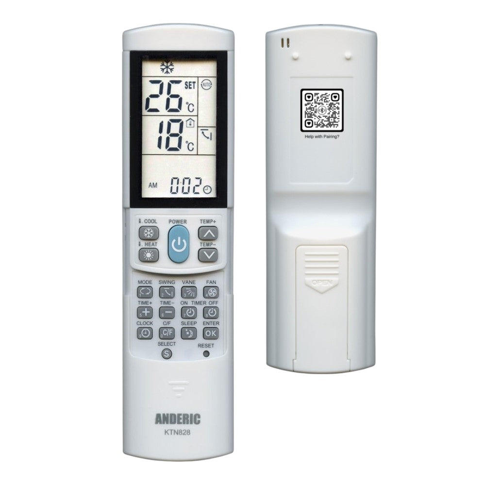 Anderic KTN828 (White) Universal Air Conditioner Remote Control for Mini Split, HVAC, Window, and Portable AC [KTN828]