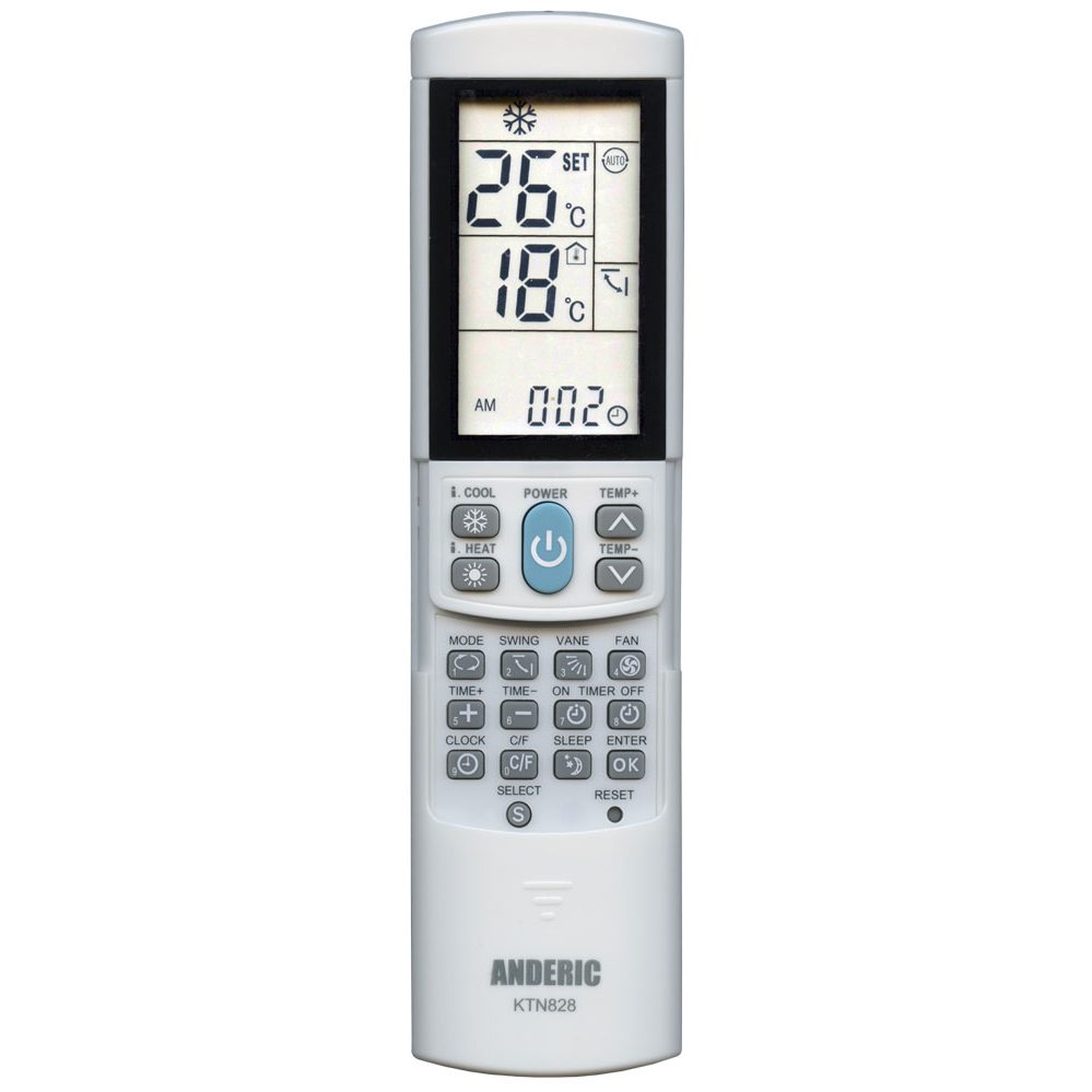 Anderic KTN828 (White) Universal Air Conditioner Remote Control for Mini Split, HVAC, Window, and Portable AC [KTN828]