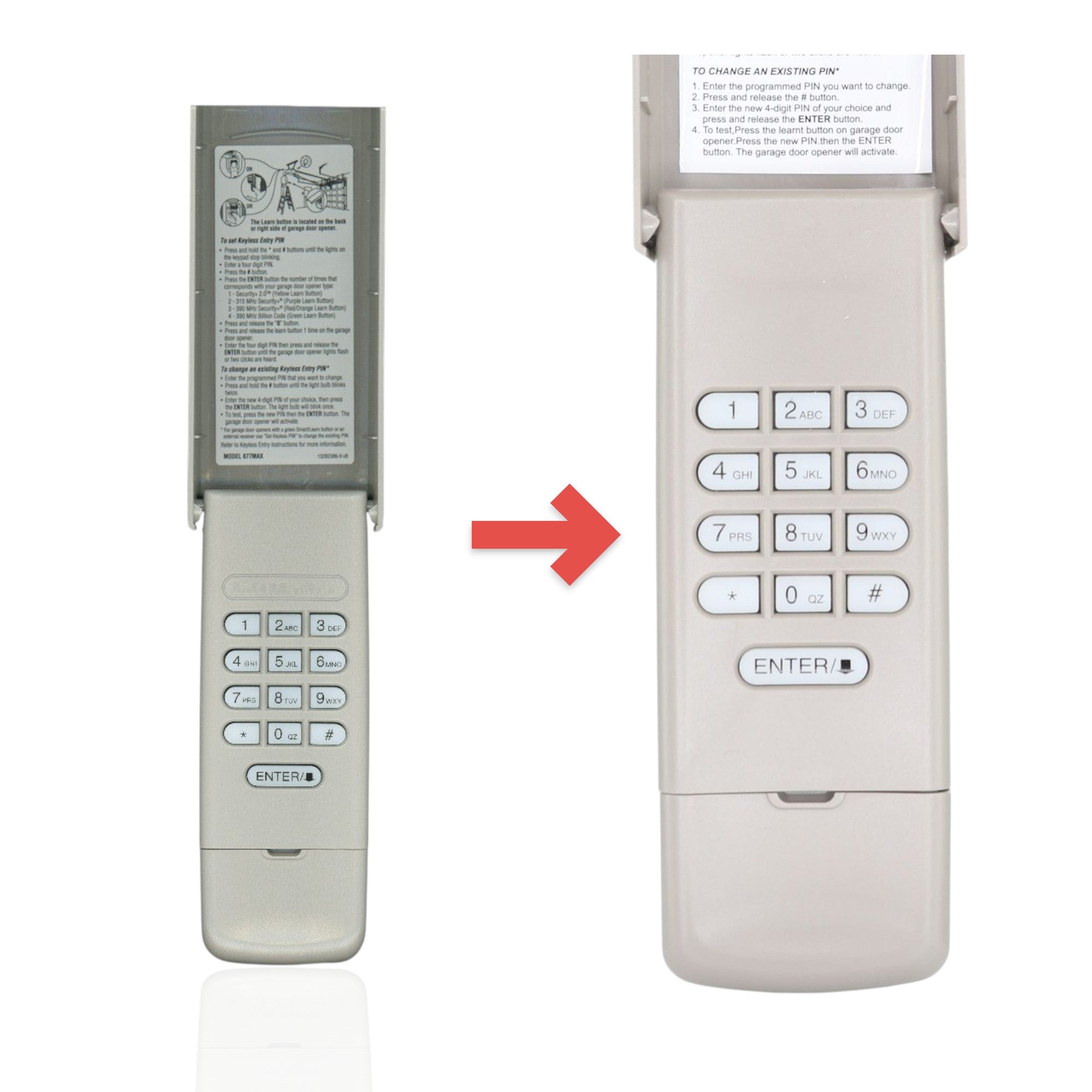 Anderic Substitute for LiftMaster 877MAX wireless keypad Garage Door Opener Remote Control [877MAX]