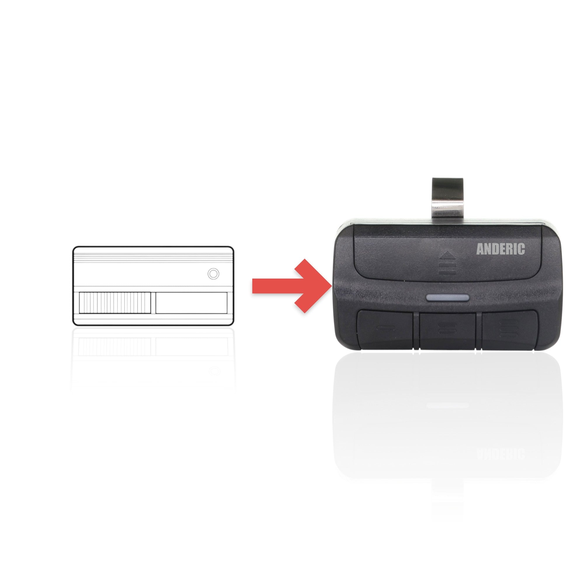Anderic Substitute for LiftMaster 62LM / 62LMC 2-Button Visor 390 MHz Garage Door Opener Remote Control [375UT-3button]