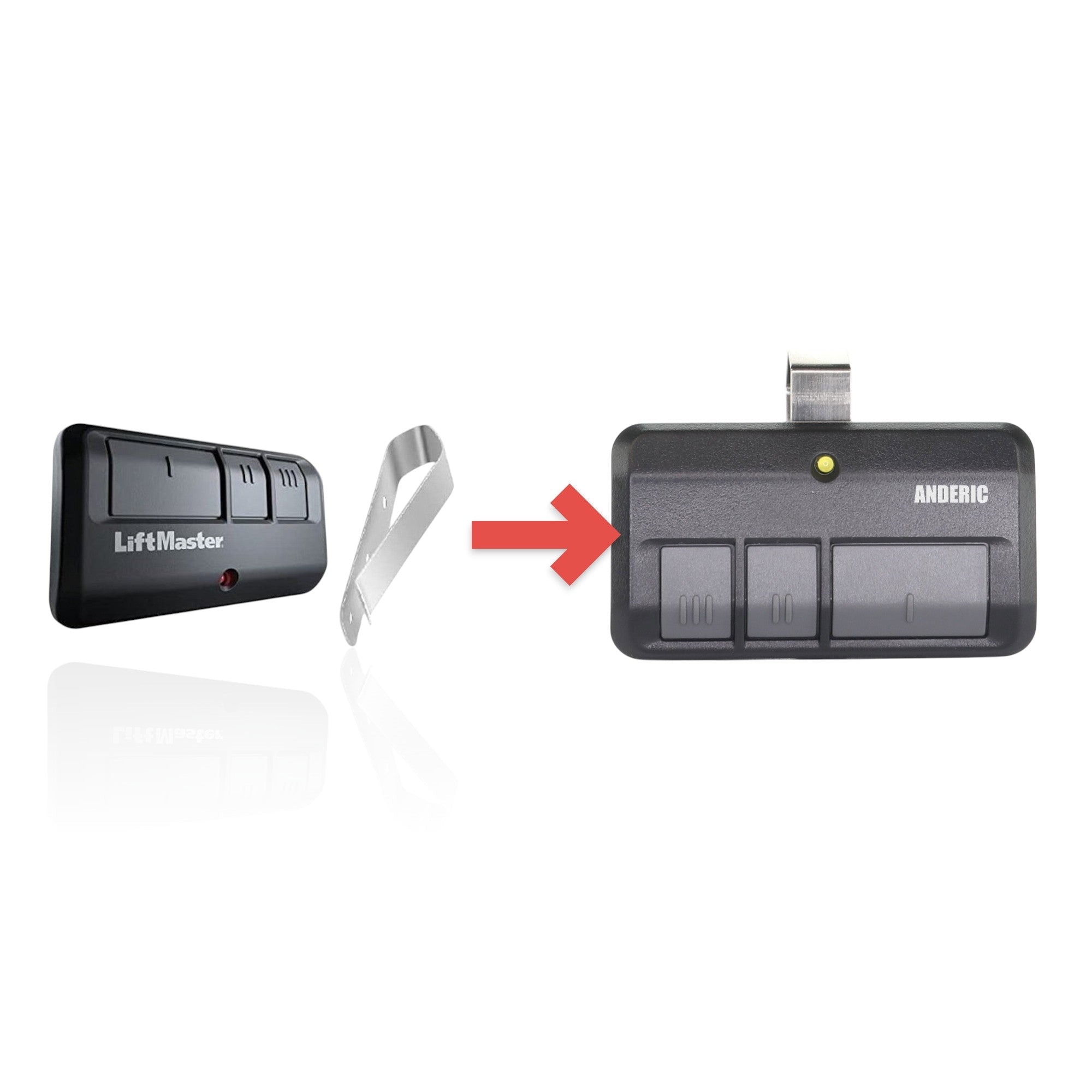 Anderic Substitute for LiftMaster 893LM 3-Button Vizor 310/315/390 MHz Garage Door Opener Remote Control [893LM]
