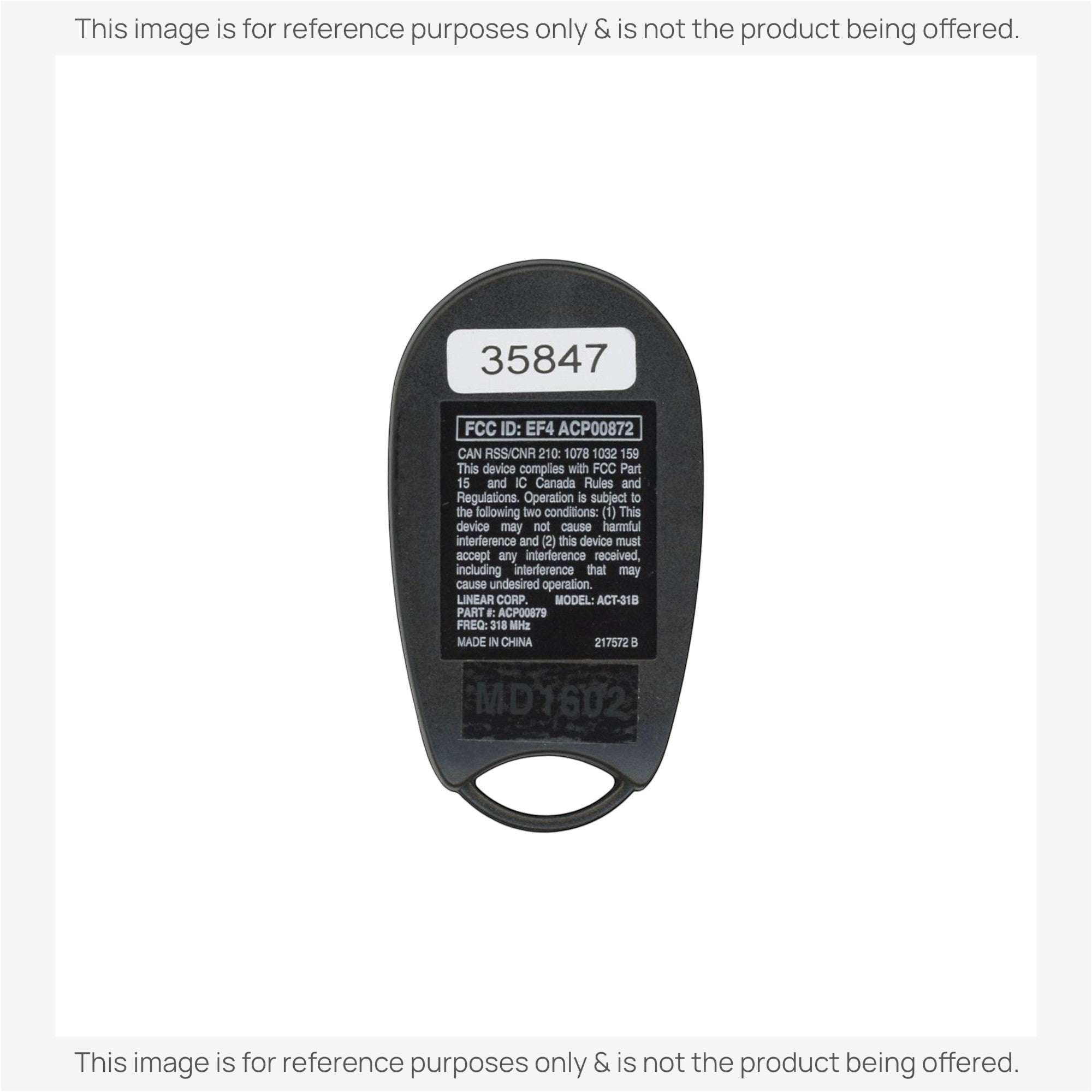 Anderic Substitute for Linear ACT31B ACP00879 keychain 1-button 318 Mhz Garage Door Opener Remote Control [890MAX]