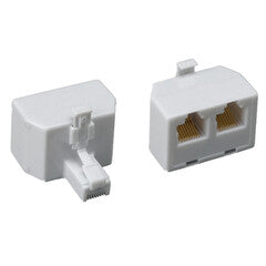 Phone Splitter (Straight), RJ45 8P8C Male to 2 RJ45 8P8C Female, White
