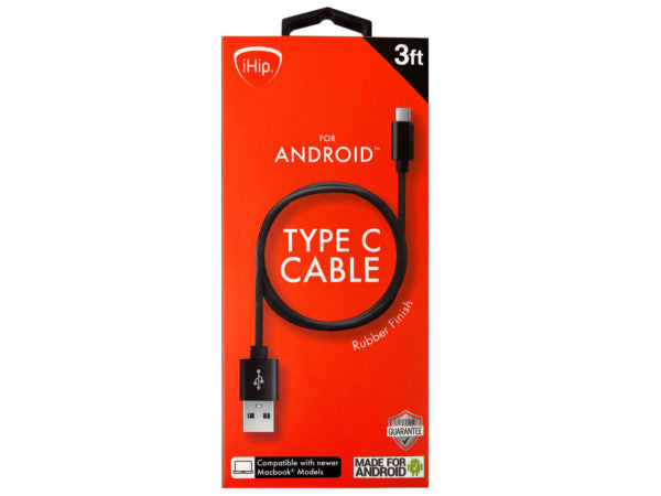 Ihip 3 Foot Black Pvc Usb Type C Cable