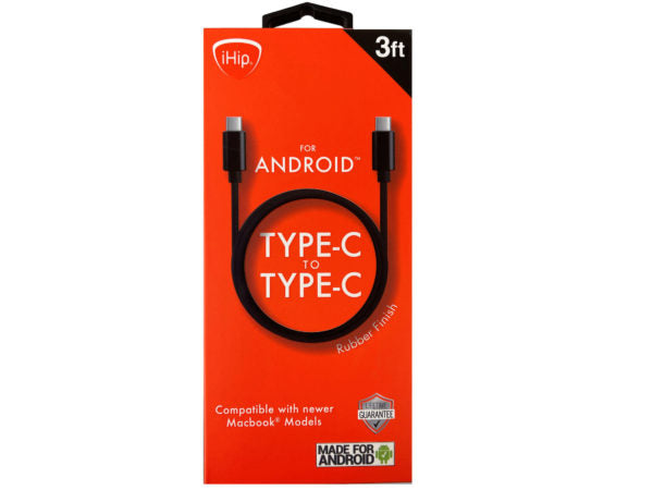 Ihip 3 Foot Black Pvc Usb Type C To Type C Cable