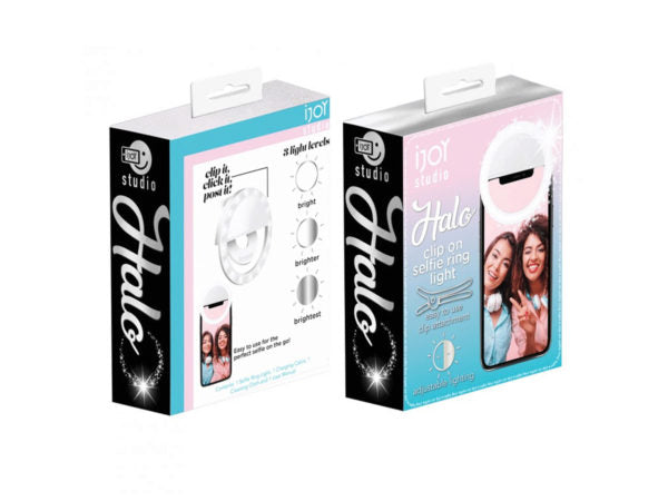 Ijoy Halo Rechargeable Clip On Selfie Ring Light With Adjustable Lighting