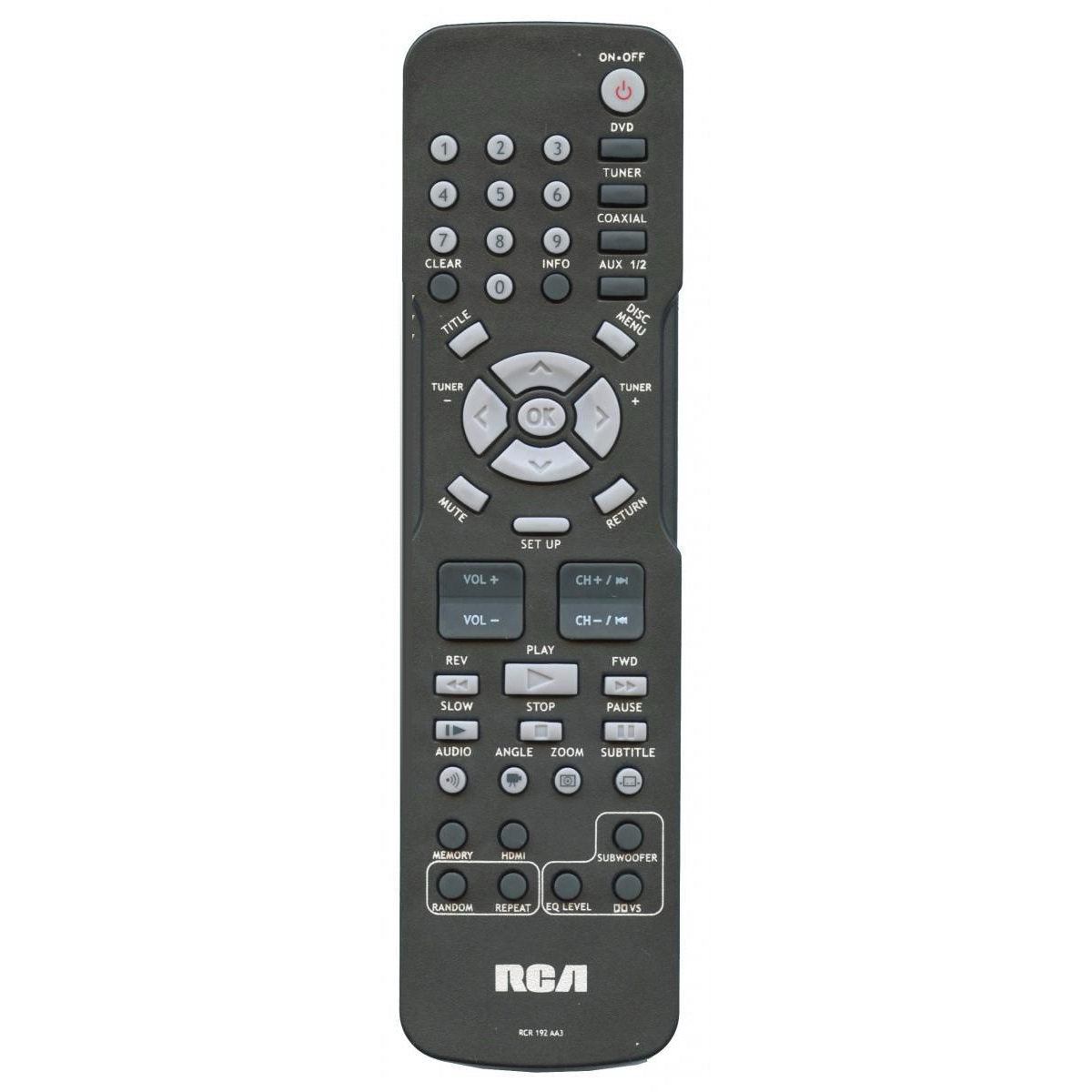 RCA RCR192AA3 Home Theater Sound Bar Remote Control