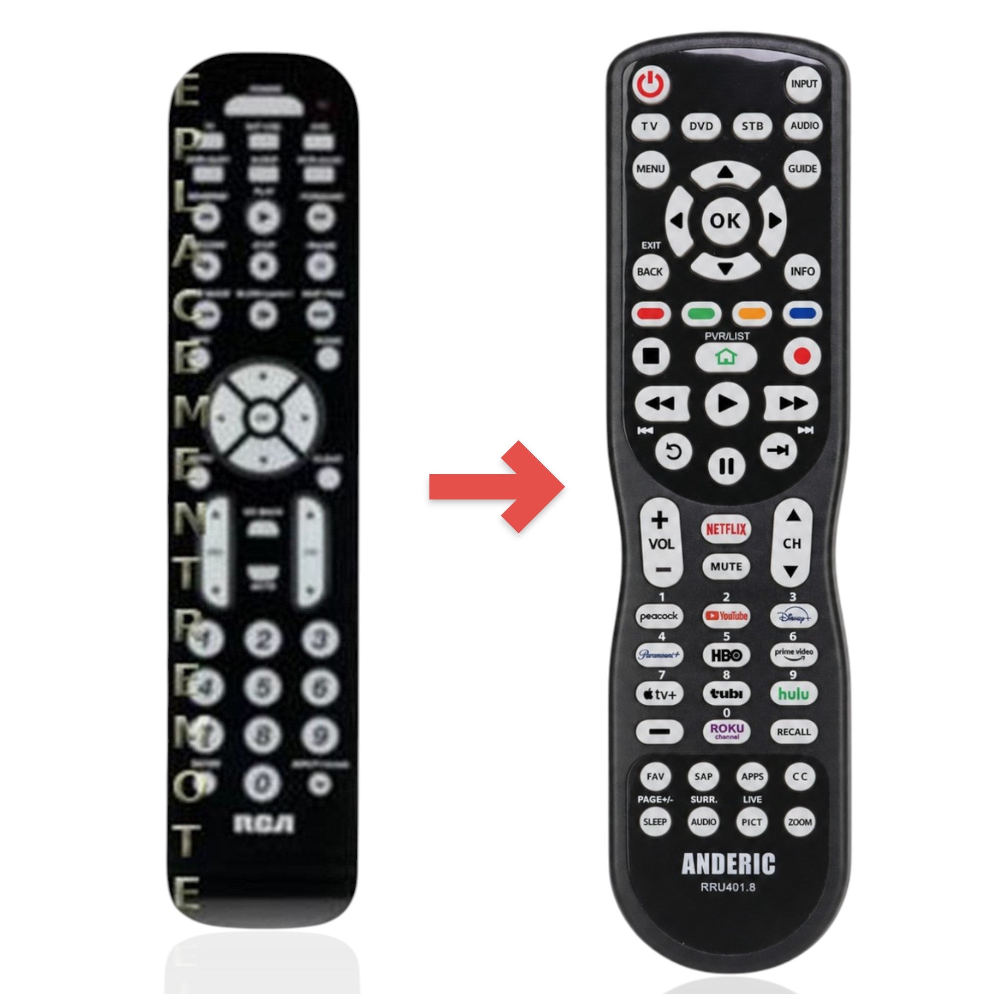 Anderic Substitute for RCA RCR6473R Advanced Universal Remote Control [RRU401]