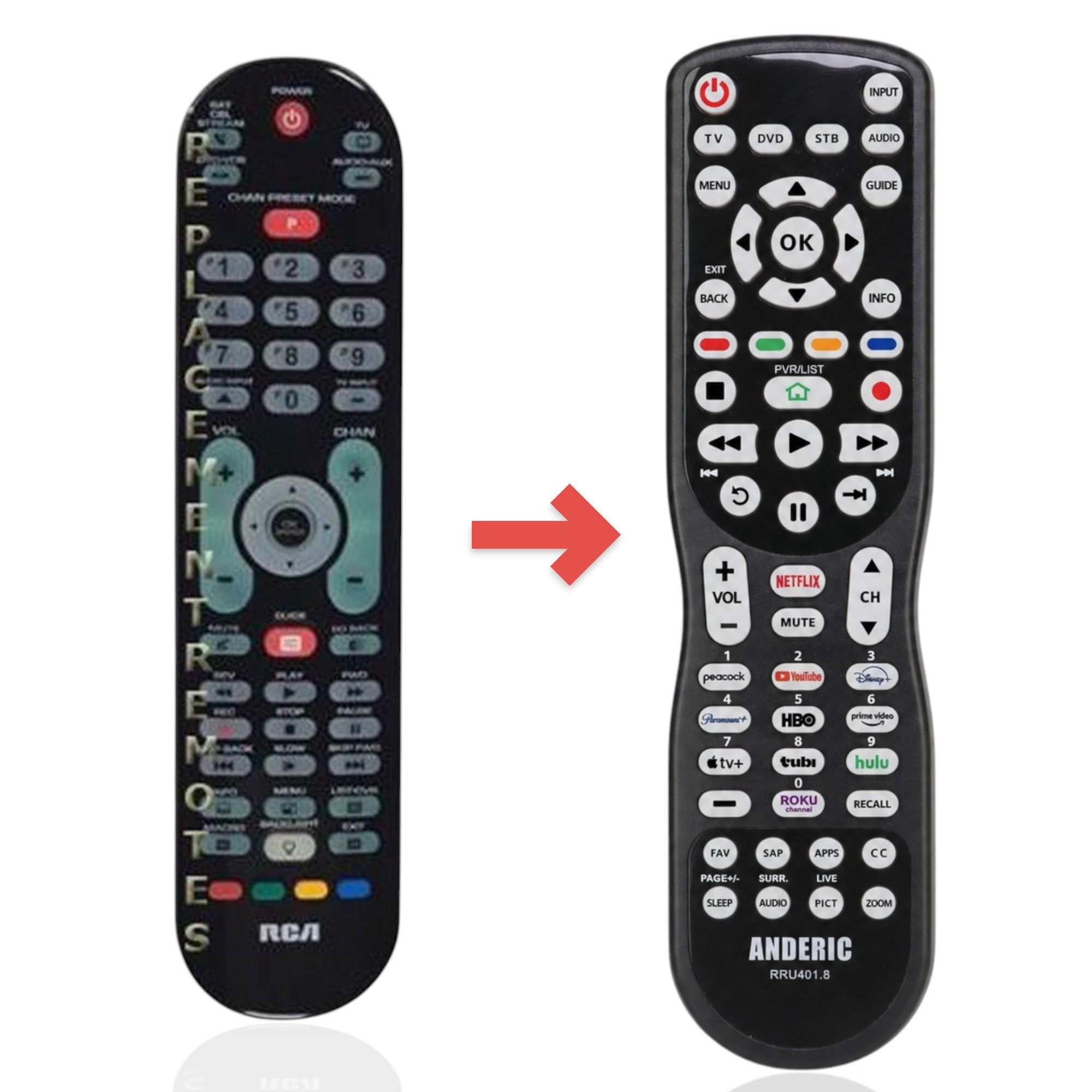 Anderic Substitute for RCA RCRPS04GR 4-Device Universal Remote Control [RRU401]