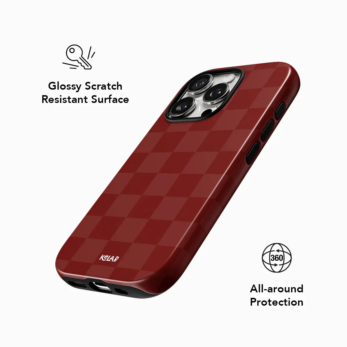 Maroon Check | Bold Checkerboard Pattern Phone Case