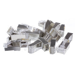 Cable Wholesale Shielded Cat5e RJ45 Crimp Connectors for Solid and Stranded Cable- 8P8C- 50 Pieces