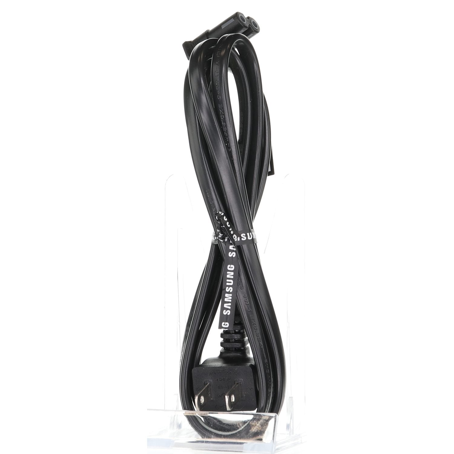 Samsung TV AC Power Cable | Right-Angle C7 Figure-8 Female to Right-Angle 2-Prong Male | Non-Polarized - 3903-000853