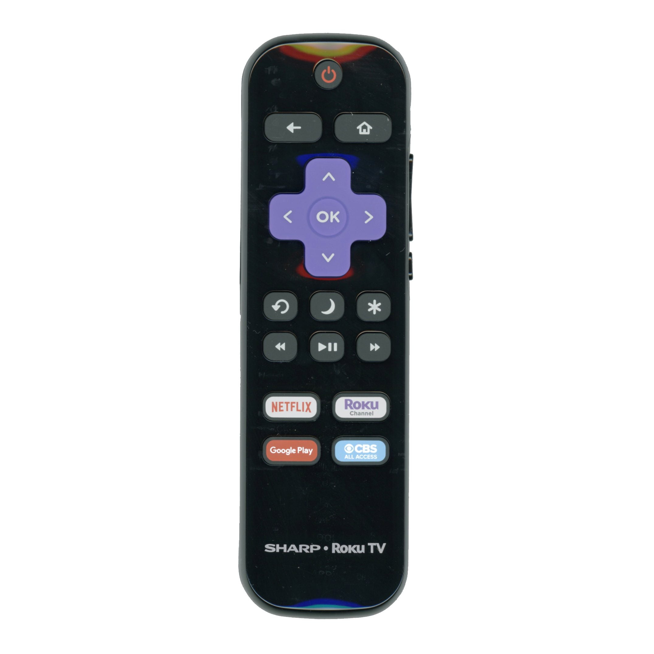 Sharp LC-RCRCA-21 ROKU TV Remote Control | Canada | Netflix | Roku Channel | Google Play | CBS - LCRCRCA21