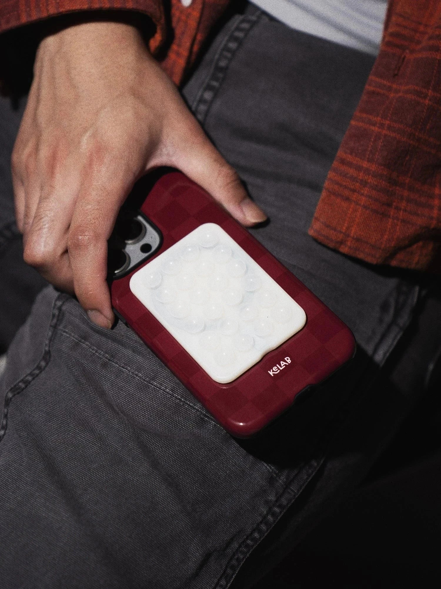 Maroon Check | Bold Checkerboard Pattern Phone Case