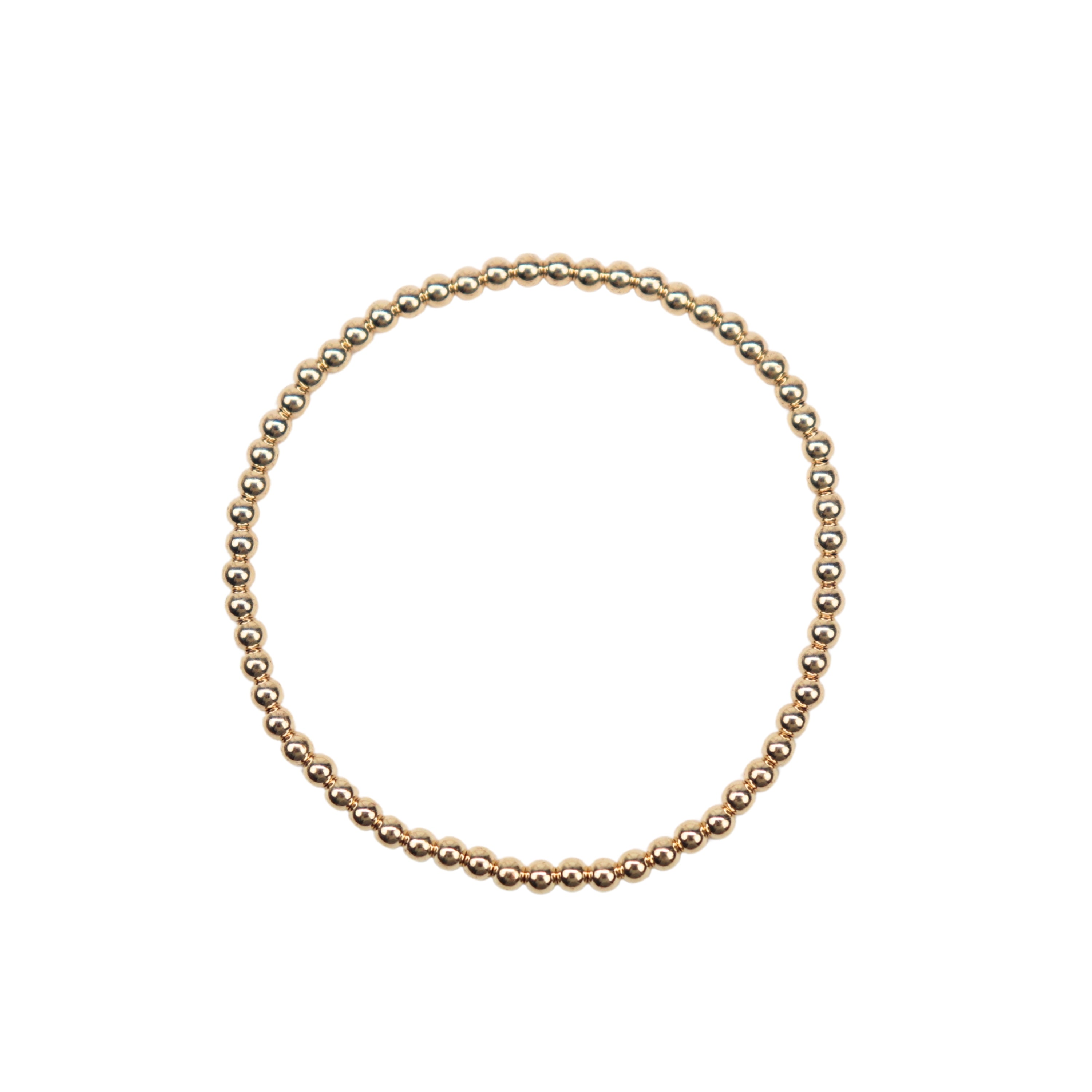 Stretchy Gold-Fill Beaded Bangle Bracelets, 14/20 Gold-Filled, 6.5" Diameter