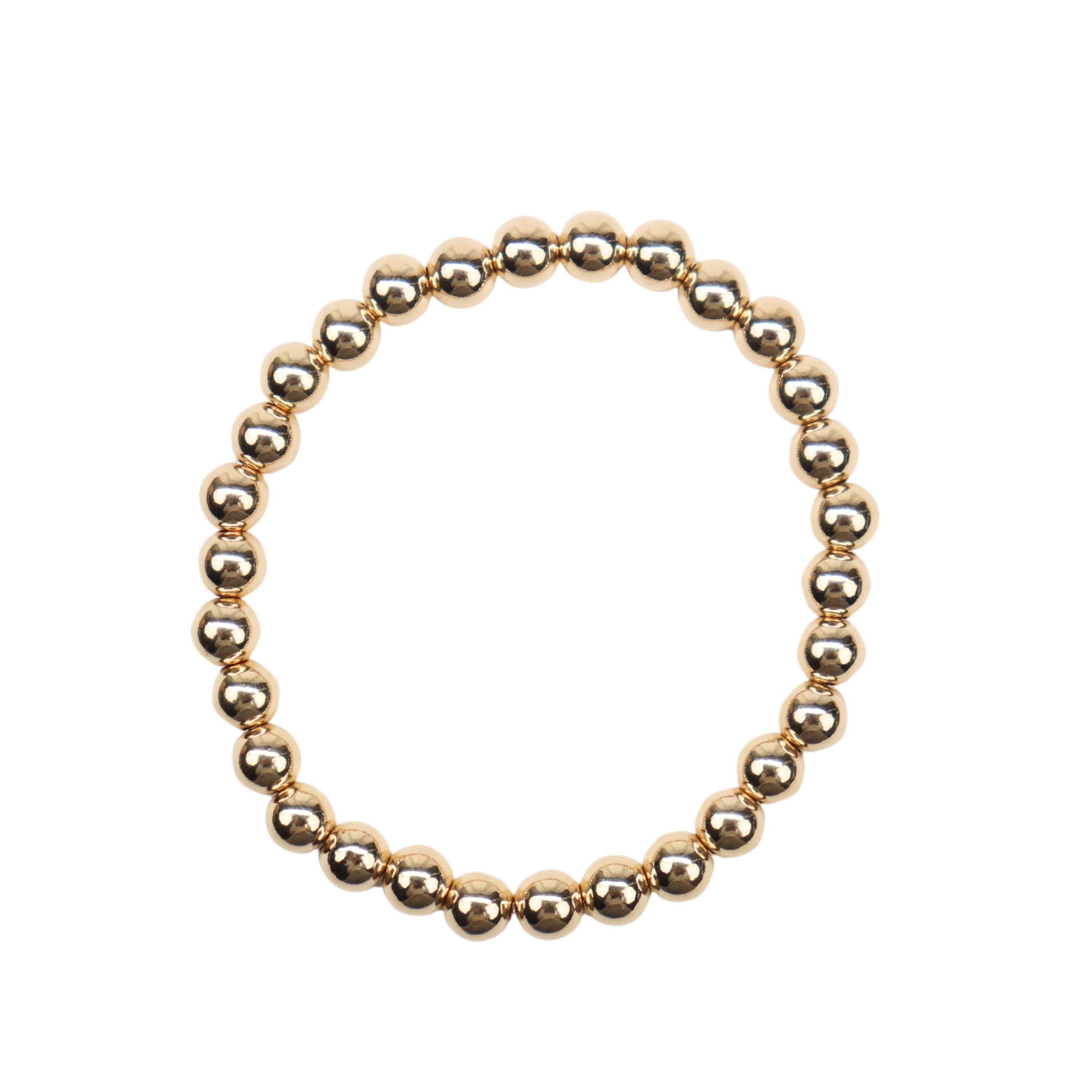 Stretchy Gold-Fill Beaded Bangle Bracelets, 14/20 Gold-Filled, 6.5" Diameter