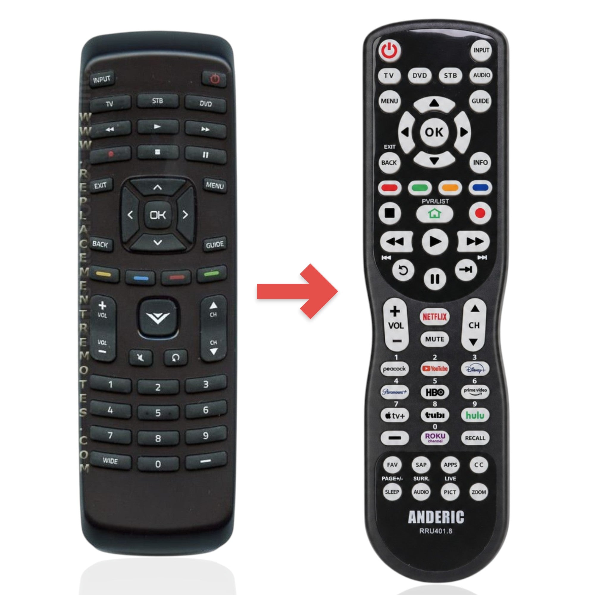 Anderic Substitute for Vizio XRU110 3-Device Universal Remote Control [RRU401]
