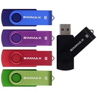SIMMAX 5Pcs 8GB USB Flash Drive USB 2.0 Flash Drive Memory Stick Fold Storage Thumb Stick Pen Swivel Design(Five Mixed Colors: Black Blue Green Purple Red)(Mix Color1)