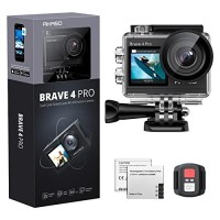 AKASO Brave 4 Pro 4K30FPS Action camera - 131ft Waterproof camera with Touch Screen Advanced EIS Remote control 5X Zoom Underwater camera Support External Mic