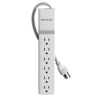 Belkin Surge Protector, 6 AC Outlets, 10 ft Cord, White