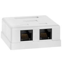 Cmple - 2 Port Cat5E Surface Mount Box, Rj45 Cat5 Dual Port Surface Mount Box For Ethernet Cables, Screws And Double-Side Tape Included, Easy Mount - White