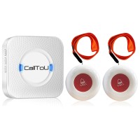 Calltou Elderly Monitoring Call Button Wireless Caregiver Pager Smart Senior System With Light Personal Buzzer Alarm 2 Portable Transmitters 1 Plugin Receiver