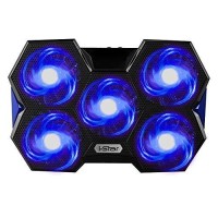I-Star Laptop Cooling Pad, Laptop Cooler Pad 5 Quiet Fans Led Lights, For 12 To17 Inches Laptops With 2 Usb Connection Rapid Cooling Action Metal Mesh Slim Portable Adjustable Retractable Stand?Blue?