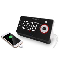 Emerson Radio Er100113 Smartset Alarm Clock Radio With Type C Quick Charger Bluetooth Speaker Usb & Nightlight
