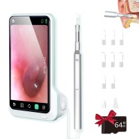 Digital Otoscope With 5-Inches Screen, 39Mm Ear Camera With 6 Led Lights, 64Gb Card, Ear Wax Removal Tool, Luminous Ent Video Endoscope, Supports Photo And Video Recording