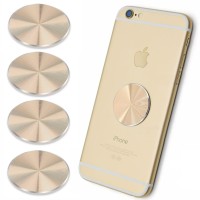 Salex Cell Phone Metal Plates For Magnetic Car Mount 4 Pack. Replacement Set Of Cute Gold Round Metal 3M Adhesive Backing Discs For Magnetic Phone Holder. Strong Iphone Metal Magnet Stickers For Case.