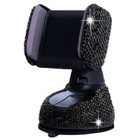 Suncaraccl Bling Car Phone Holder, 360Adjustable Crystal Auto Phone Mount Universal Rhinestone Car Stand Phone Holder Car Accessories For Windshield Dashboard And Air Outlet (Black)