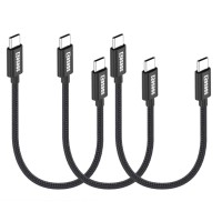 Cosoos 3-Pack Short Usb C To Usb-C Cables 60W (10In26Cm) Nylon Braided Fast Charging Syncing Type C Cables, Cord For Samsung Galaxy S21S20 Ultras10, Note 20109, Air 2020, Ipad Pro, Pd C Charger