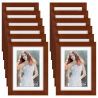Rr Round Rich Design 5X7 Inch Picture Frames Made Of Solid Wood And Hd Glass Display Photos 4X6 With Mat Or 5X7 Without Mat 12Pk Brown