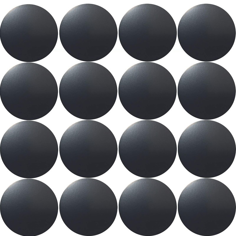 Salex Replacement Metal Plates Set For Magnetic Car Phone Holders, Wall & Air Vent Mounts, Cases, Magnets. Kit Of 16 Black Round Iron Discs Without Holes. 3M Adhesive Backing. Steel Sheets 16 Pack.