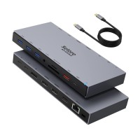 Usb C Docking Station,15 In 1 Laptop Docking Station 3 Monitors With 2 Hdmi 4K, Displayport, Usb 31Usb-C Data 30, 100W Pd, Ethernet, Audio, Sdmicro Sd Slot For Dell Xps 13 15 Hp And More