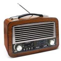 Retro Portable Radio Am Fm Shortwave Radio Built-In Battery-Powered Vintage Radio With Bluetooth Speaker, Aux Tf Card Usb Disk Mp3 Player, Vintage Fathers Day (Videyas S306)