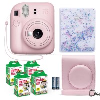 Fujifilm Instax Mini 12 Instant Camera Blossom Pink Fuji Film Value Pack 40 Sheets Shutter Accessories Bundle Incl Compa