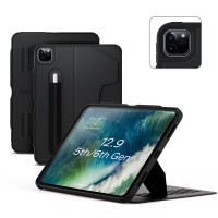 ZUGU Case for 2021/2022 iPad Pro 12.9 inch 5th / 6th Gen - Slim Protective Case - Apple Pencil Charging - Magnetic Stand & Sleep/Wake Cover (Fits Model #?s A2378, A2379, A2461, A2462) - Stealth Black