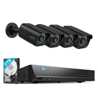 Reolink 4K Security Camera System 4Pcs H265 4K Poe Security Cameras Wired With Person Vehicle Detection 8Mp4K 8Ch Nvr With 2