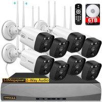 55Mp 2Way Audio 90 Days Storage Dual Antennas Pir Detection Outdoor Security Wireless Camera System 3K 50Mp 1944P Wireles