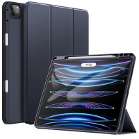 JETech Case for iPad Pro 12.9-Inch (6th/5th Generation, 2022/2021 Model) with Pencil Holder, Support 2nd Pencil Charging, Slim Tablet Cover with Soft TPU Back, Auto Wake/Sleep (Navy)