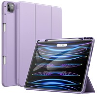 JETech Case for iPad Pro 12.9-Inch (6th/5th Generation, 2022/2021 Model) with Pencil Holder, Support 2nd Pencil Charging, Slim Tablet Cover with Soft TPU Back, Auto Wake/Sleep (Light Purple)